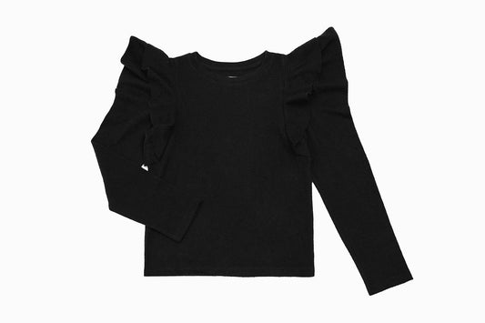 Mia - Girls' Fleece Ruffled Top