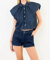 Thml - Denim Button Bubble Top