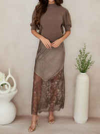 Mint Exclusives - Women's Viscose Maxi Skirt With Lace Hem
