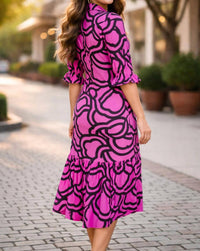 Boho Chic - Geo-print Midi Dress
