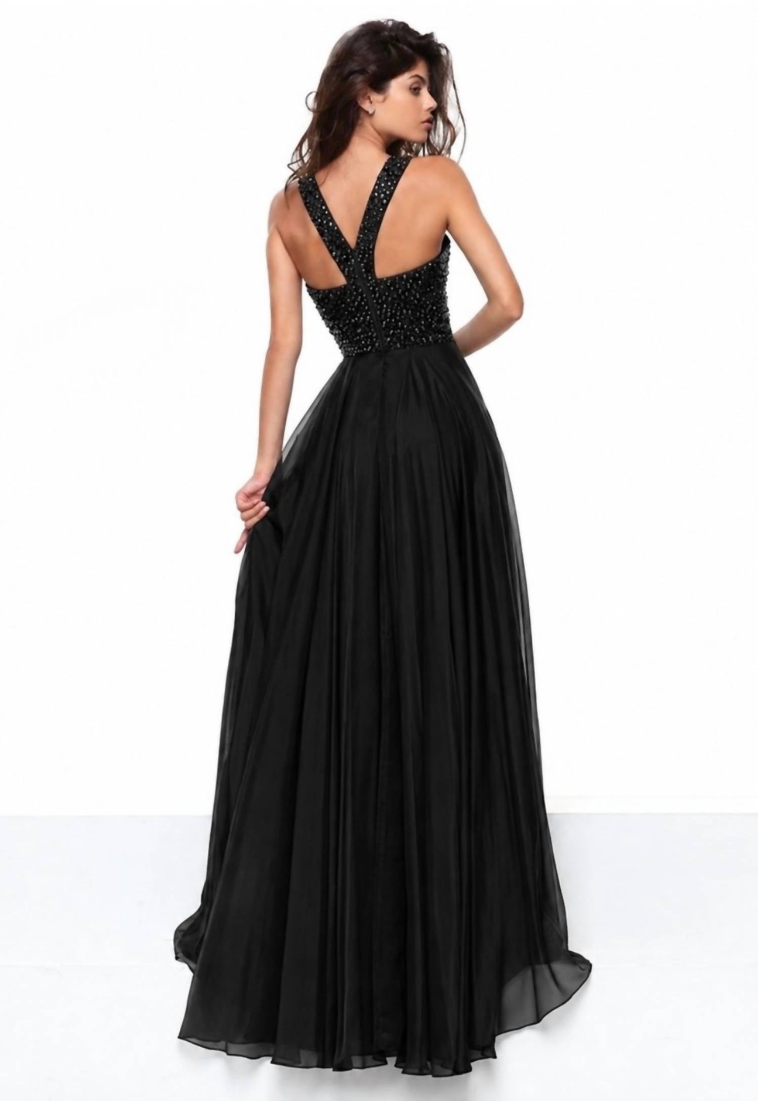 Sherri Hill - Beaded Bodice Chiffon Gown