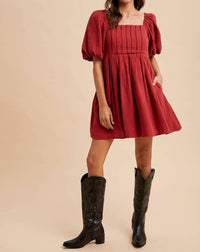 In-Loom - Sweetheart Puff Sleeves Mini Dress