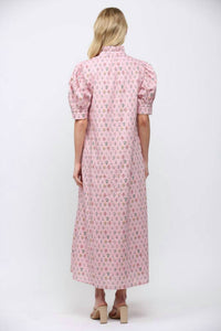 Fate - Ruffled Mock Neck Button Down Maxi Dress
