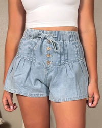 So Me Flare Denim Shorts in blue - women's shorts