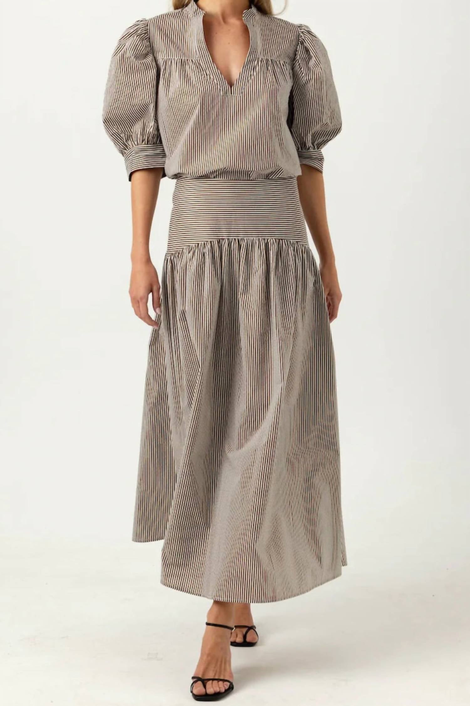Celeste - Stripe Lurex Midi Skirt