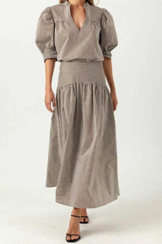 Celeste - Stripe Lurex Midi Skirt