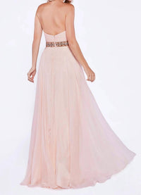Ladivine - Long Chiffon Lace Rhinestone Dress