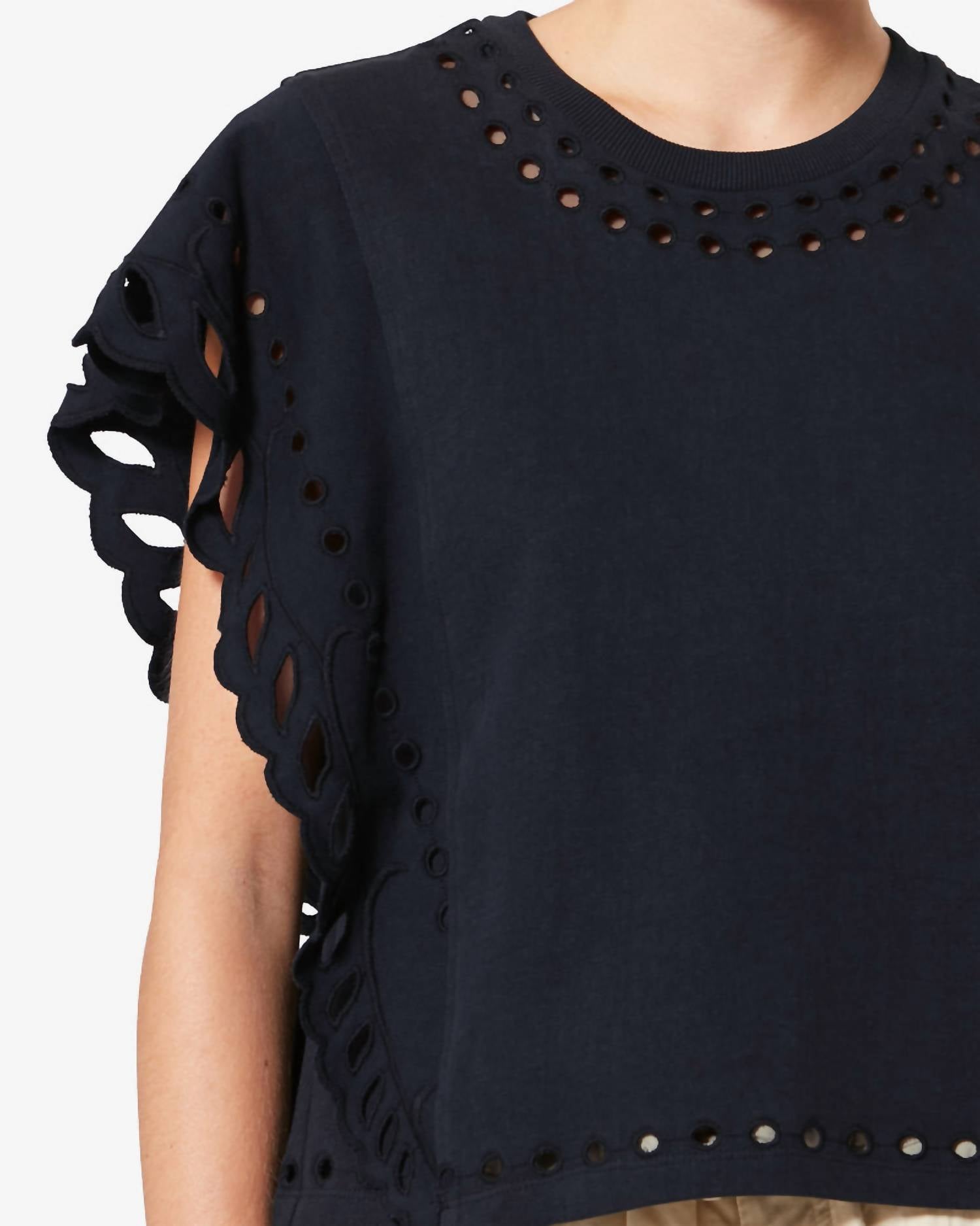 ISABEL MARANT Odyle Top in faded black - women's t-shirt - alternate view
