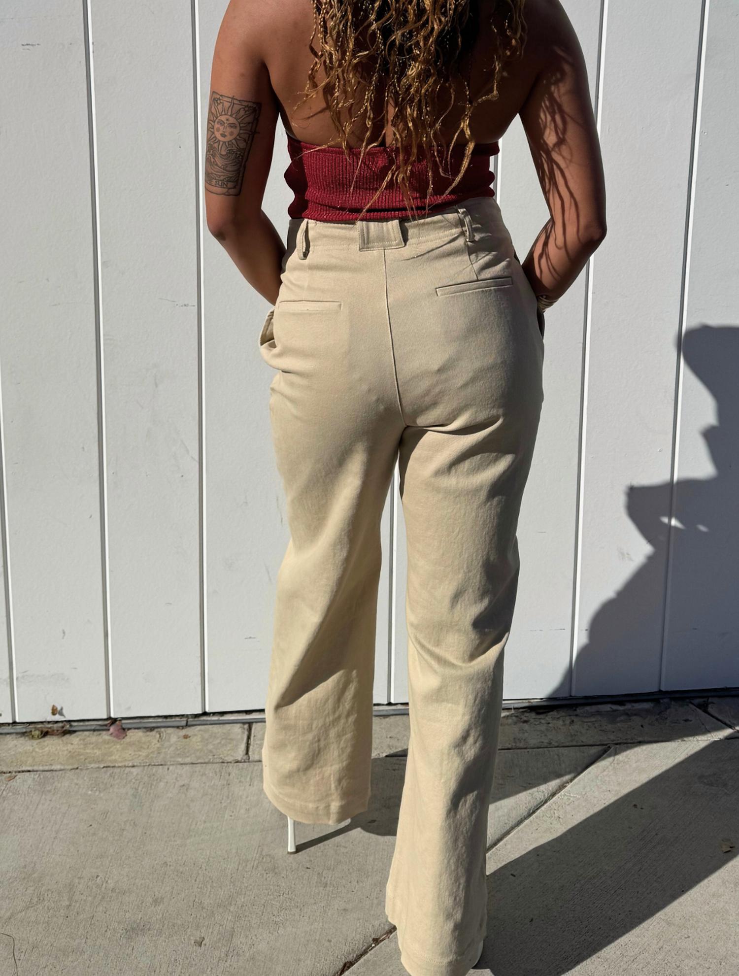 Crescent - Wide Leg Pleaded Denim Pants