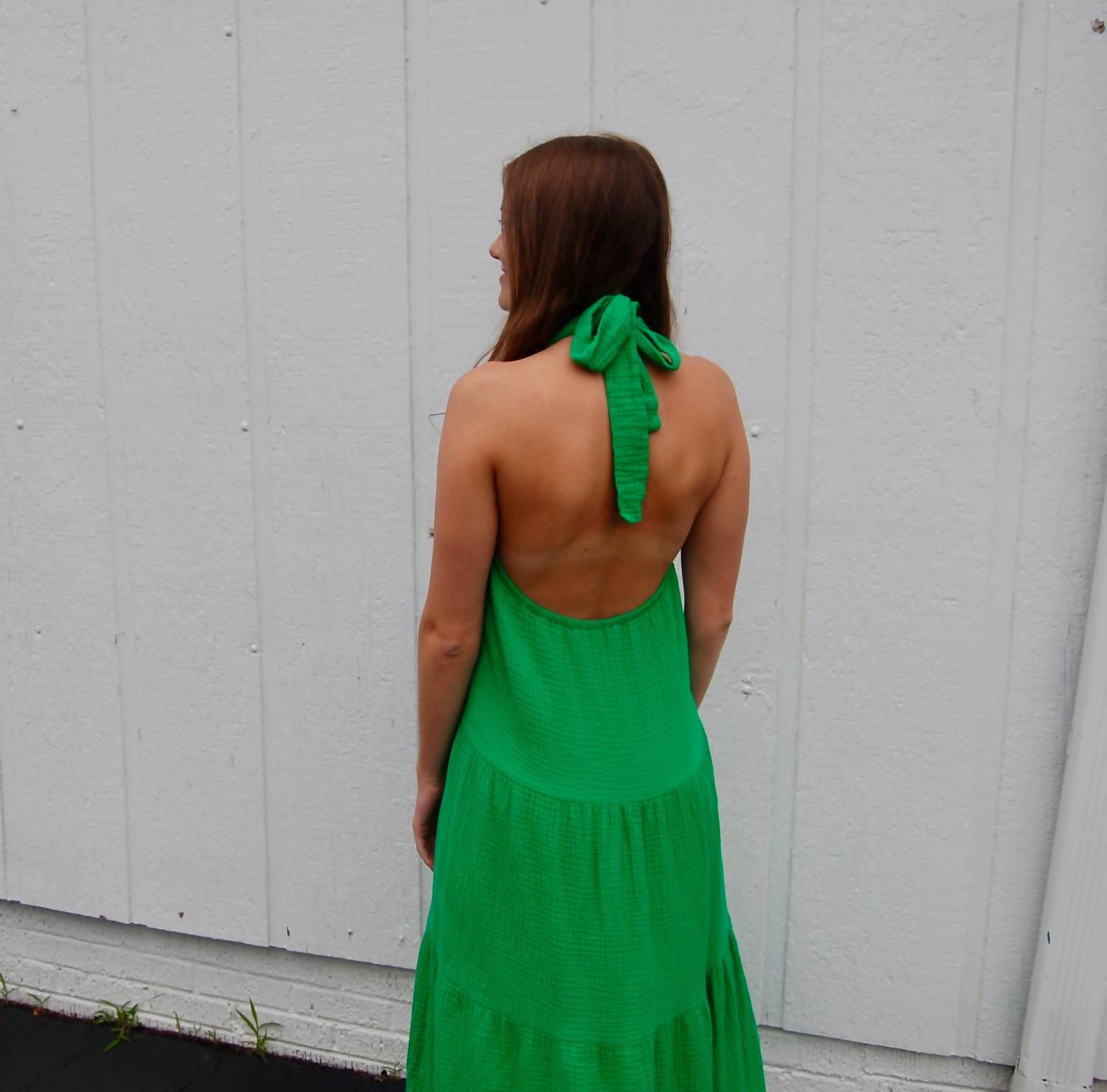 Meet Me In Santorini - Scarlett Halter Scooped Back Maxi Dress