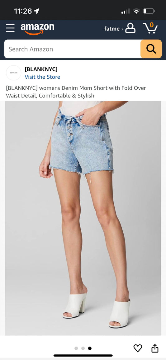 Blanknyc - womens Denim Mom Short with Fold Over Waist Detail