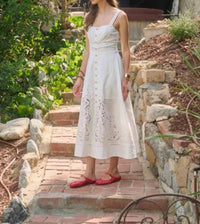 Moon River - Sleeveless Eyelet Midi Dress