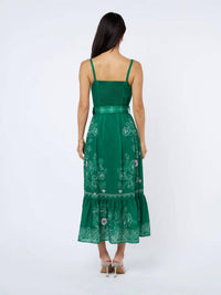 CIEBON Esme Printed Button Down Maxi Dress in green multi - women's dress - detail view