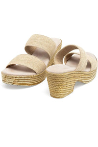 CHARLESTON SHOE CO. Women's Thea Platform Espadrille Sandals in linen - women's sandal - detail view
