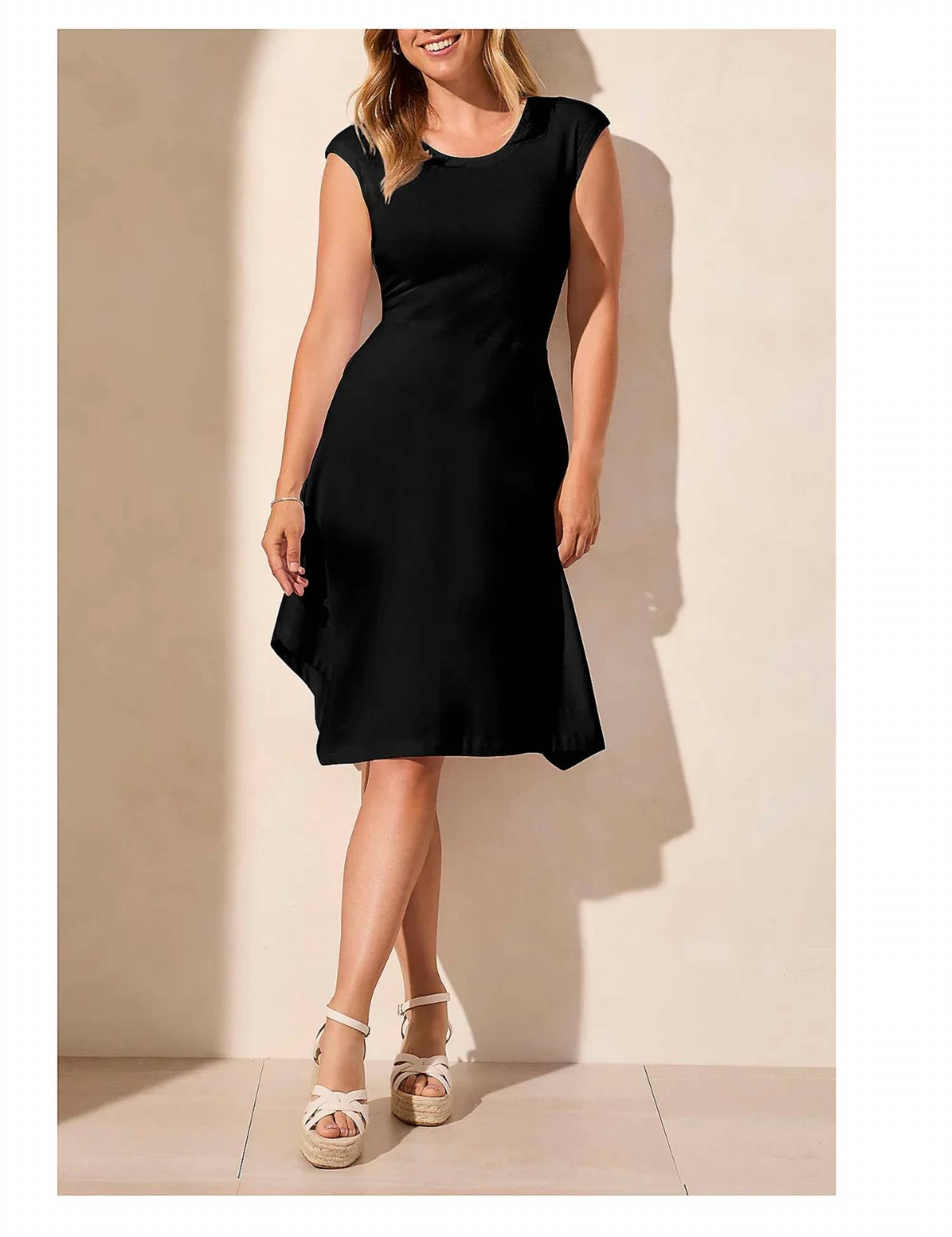 Tribal - Crew Neck Asymmetrical Mini Dress