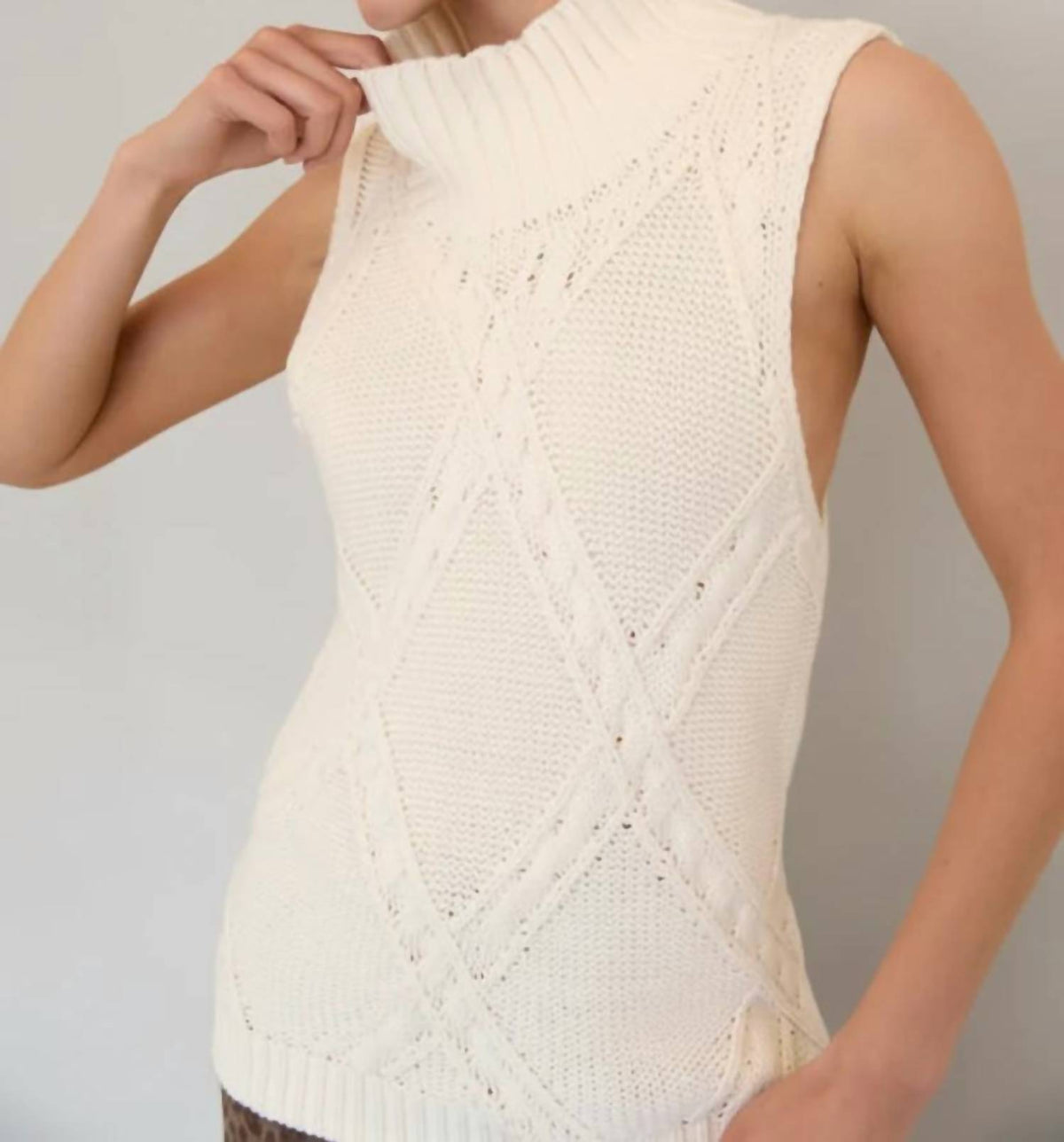 Sunday Edition - Christy Mock Neck Sleeveless Cable Sweater