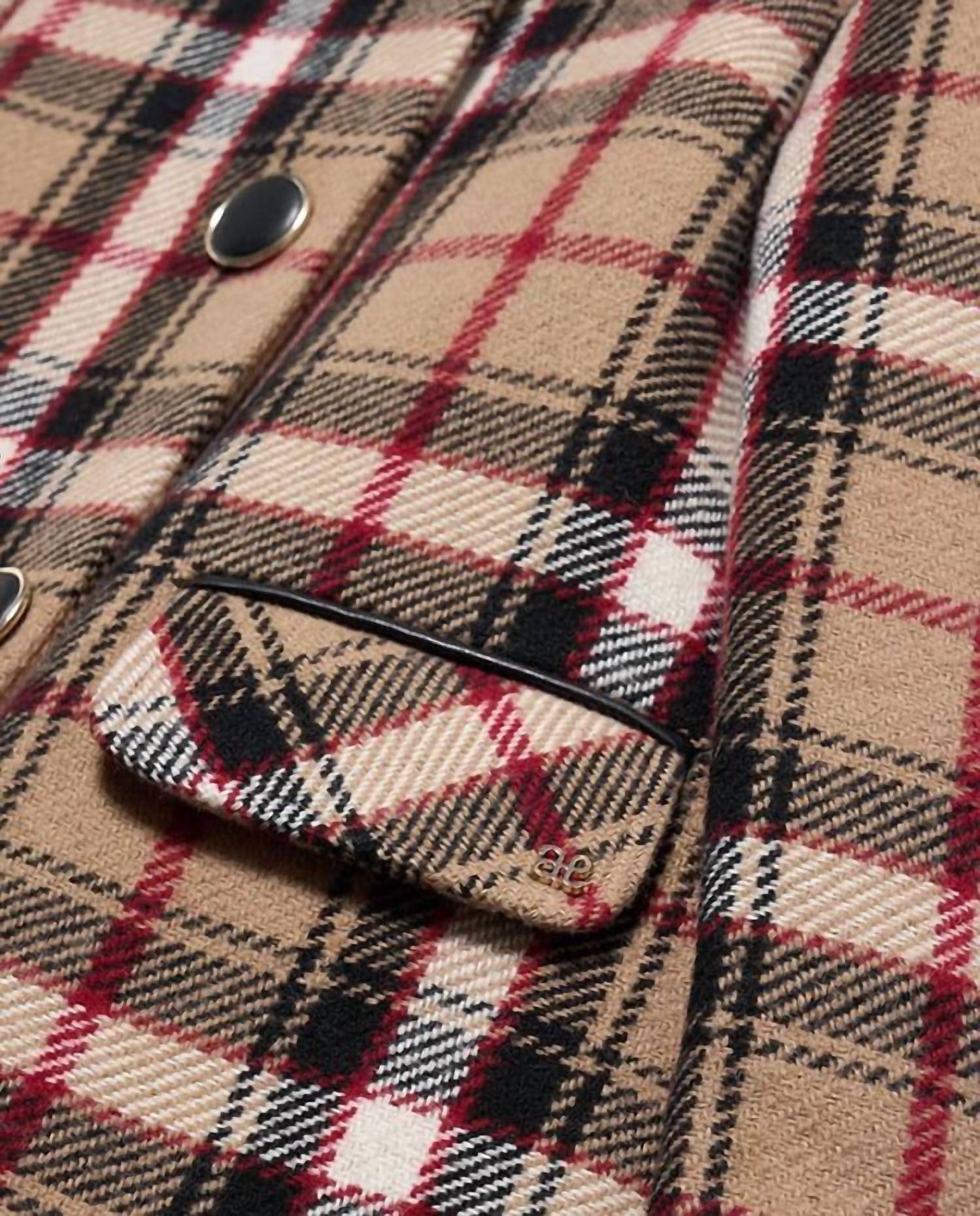 Abel & Lula - Faux Fur Collar Plaid Coat