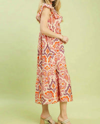 Umgee - Ruffle Sleeve Ikat Midi Dress