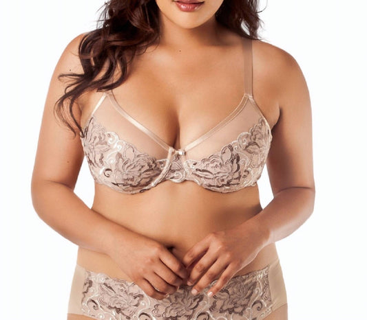 Pearl Lotus Embroidered Underwire Bra