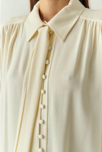 EXQUISE Harlee Collar Long Sleeve Shirt in ecru - women's blouse - view 5