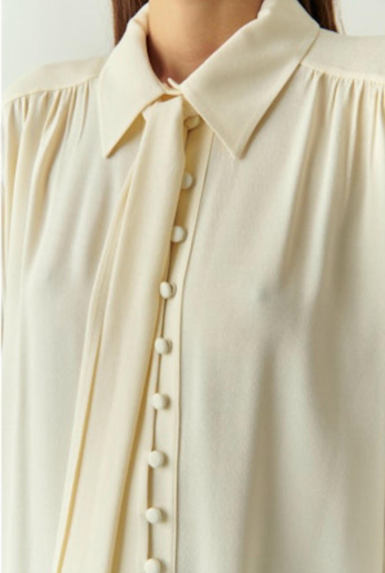 EXQUISE Harlee Collar Long Sleeve Shirt in ecru - women's blouse - view 5