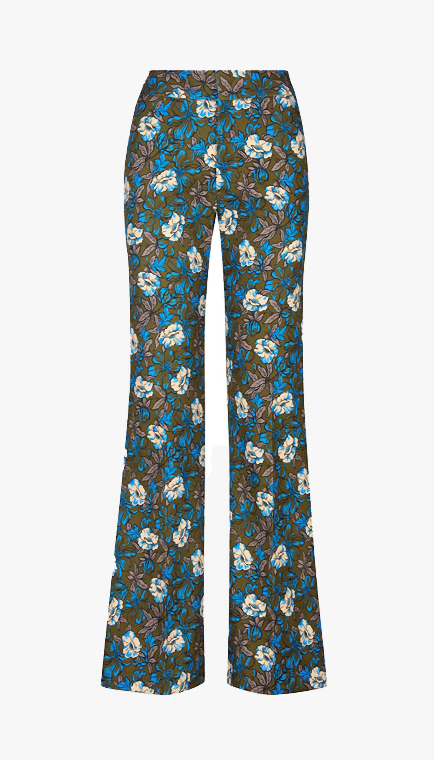 Smythe Mid-rise Classic Pant in olive floral - women's pants - alternate view