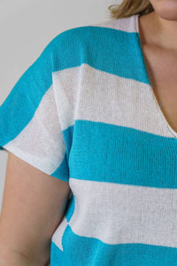 Mat Fashion - Stripe Knit Sweater - Plus