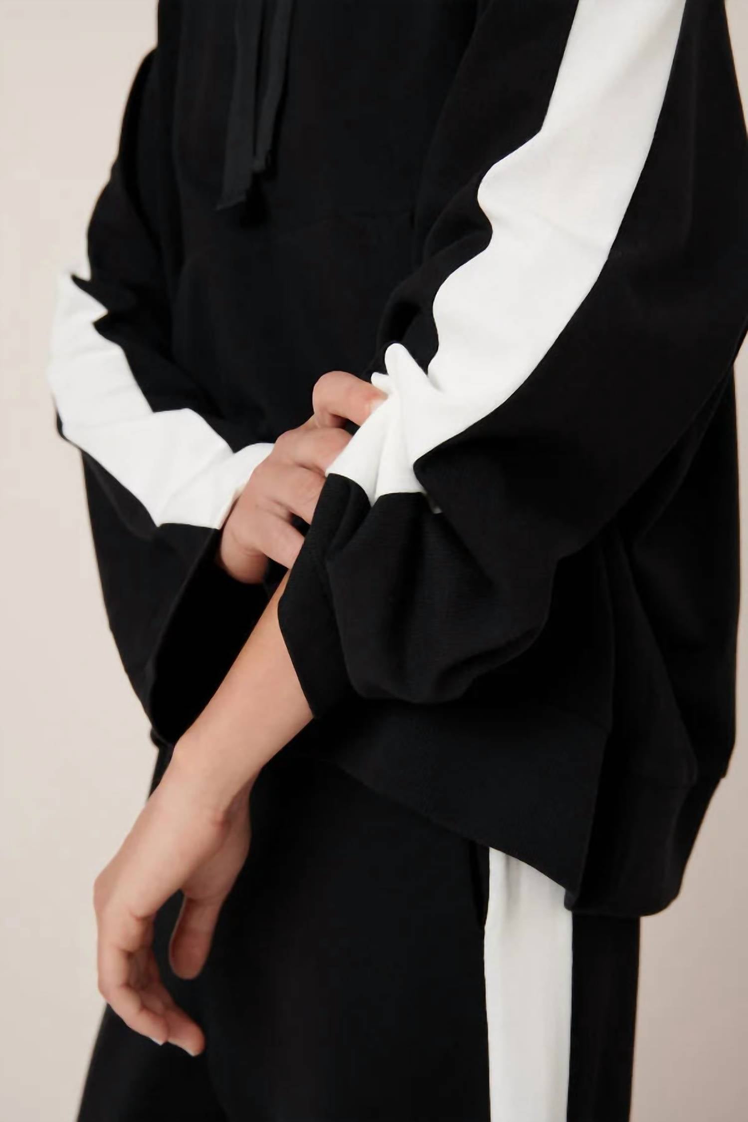 Kowtow Contrast Hoodie in black white - women's top - alternate view