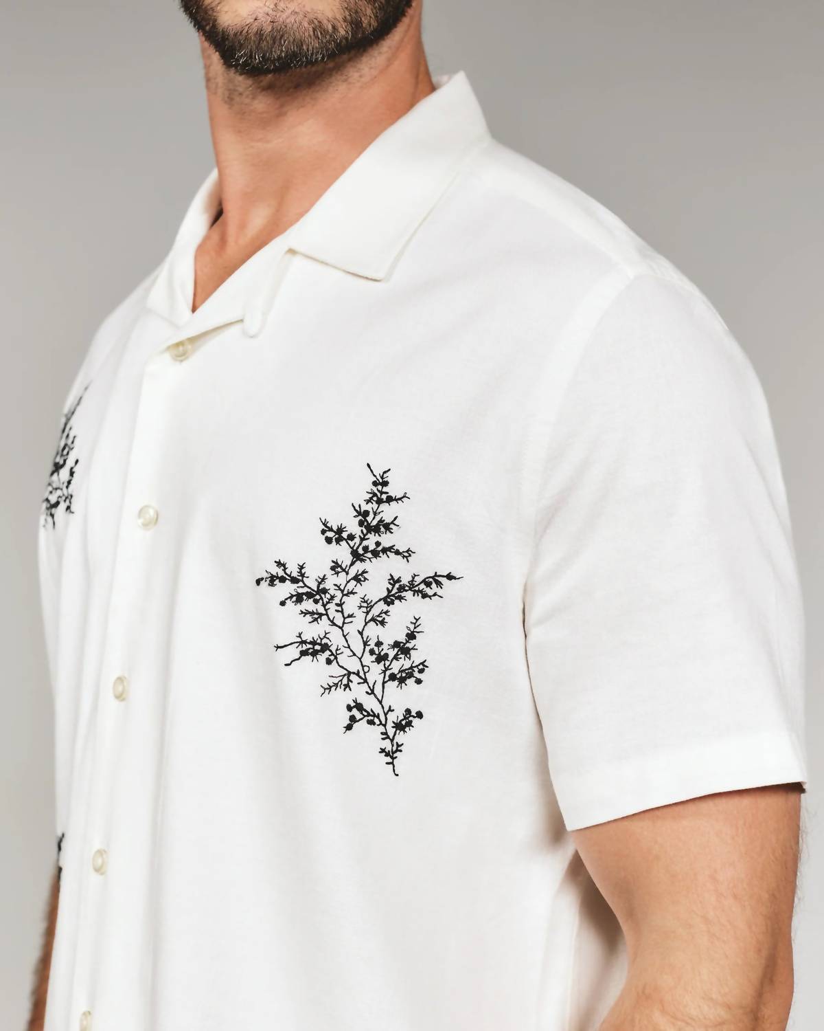 7Diamonds Heath Linen Camp Shirt in ivory - men's shirt - view 5