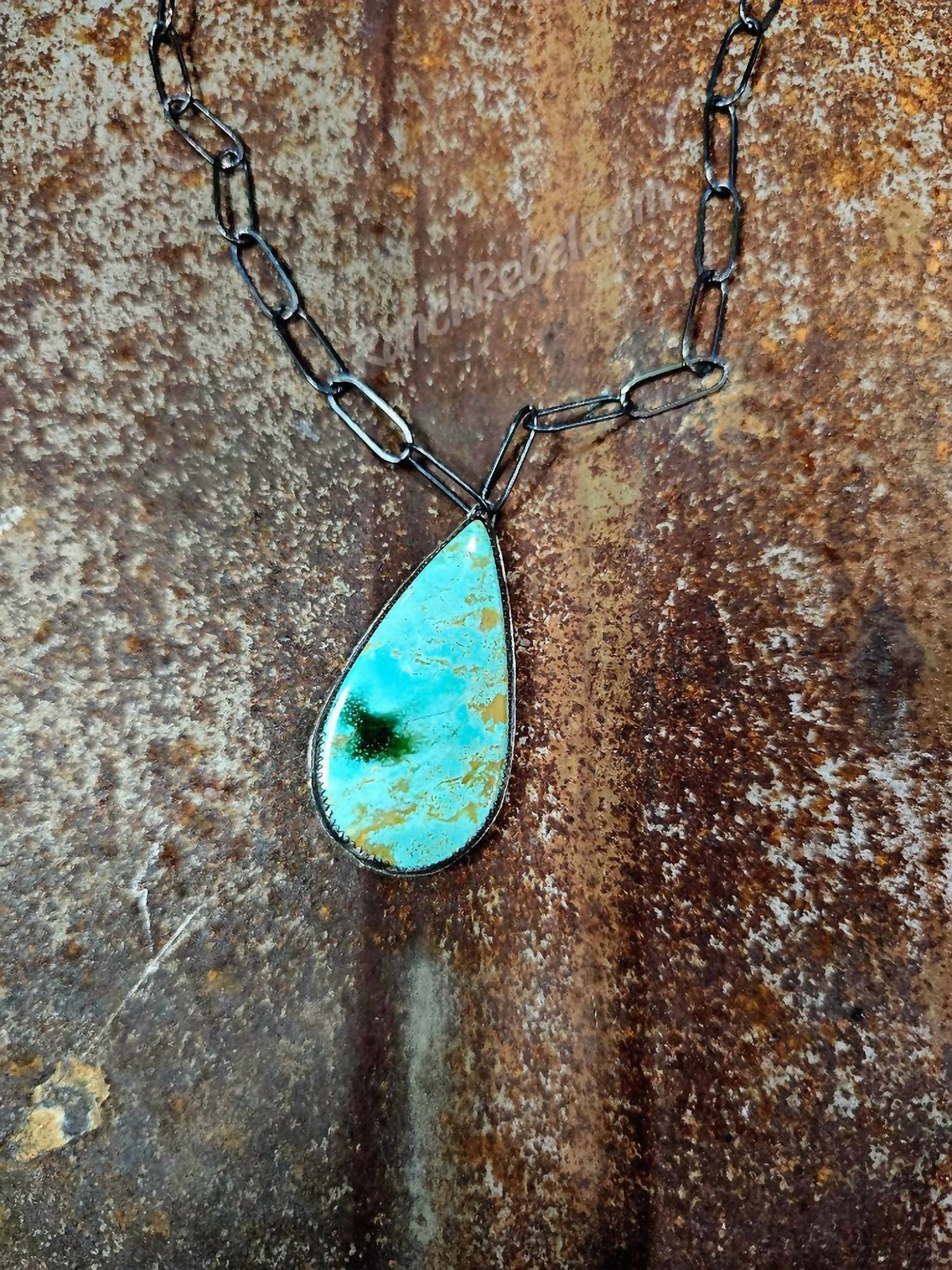 Z Bars - Women's Turquoise Teardrop Necklace