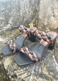 Dolce Vita Women's Pailey Braided Block Heel Sandal in black brown - women's sandal