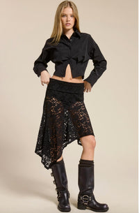 Mimosa - Asymmetric Sheer Lace Skirt