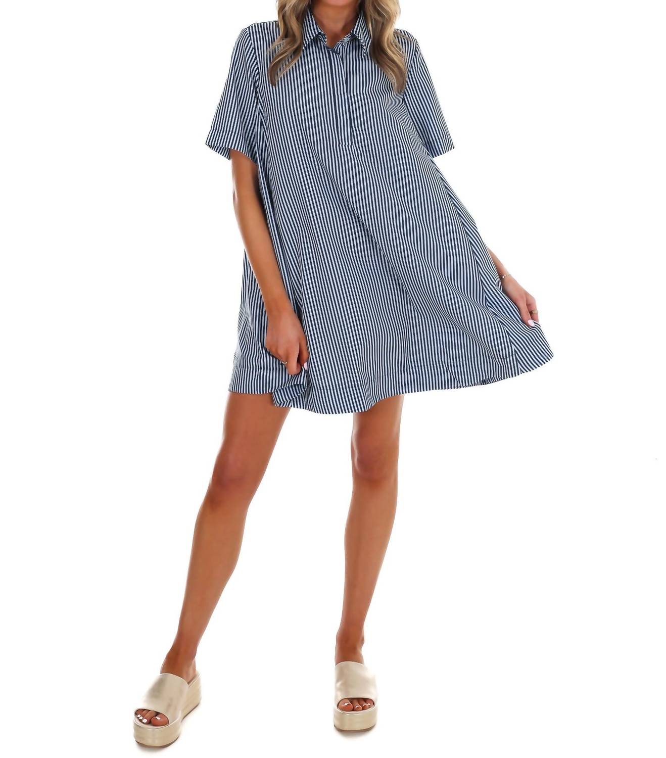 Day + Moon - Women's Up For Anything Striped Shirt Dress