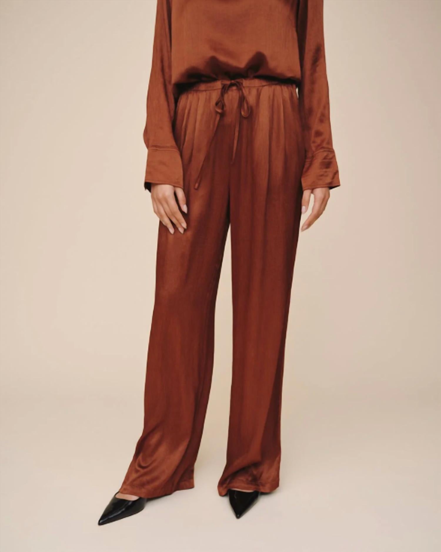 Bella Dahl Easy Pleated Wide Leg Pants in molten bronze - women's pants - view 4