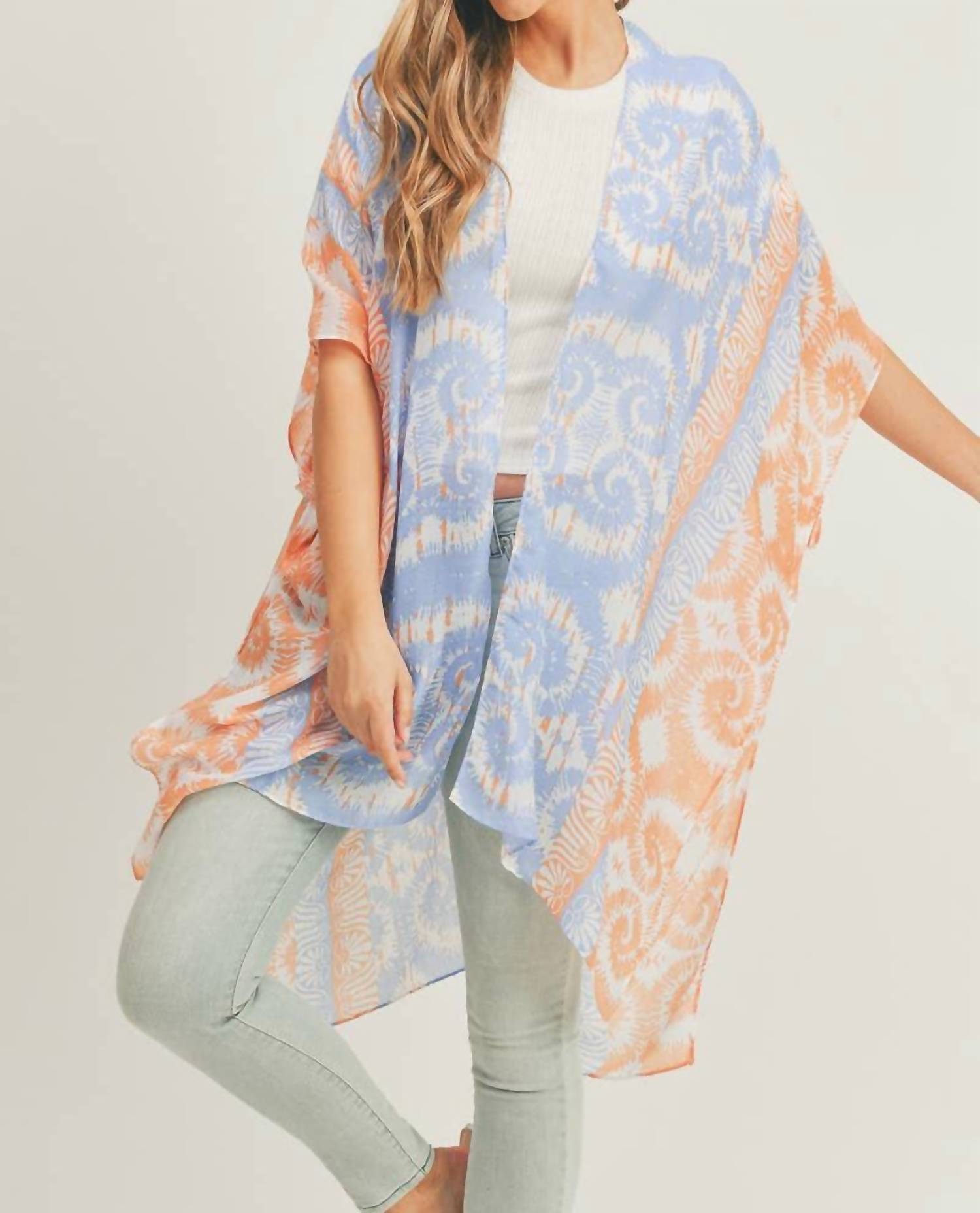 Anarchy Street - Boho Lightweight Abstract Striped Print Kimono Wrap