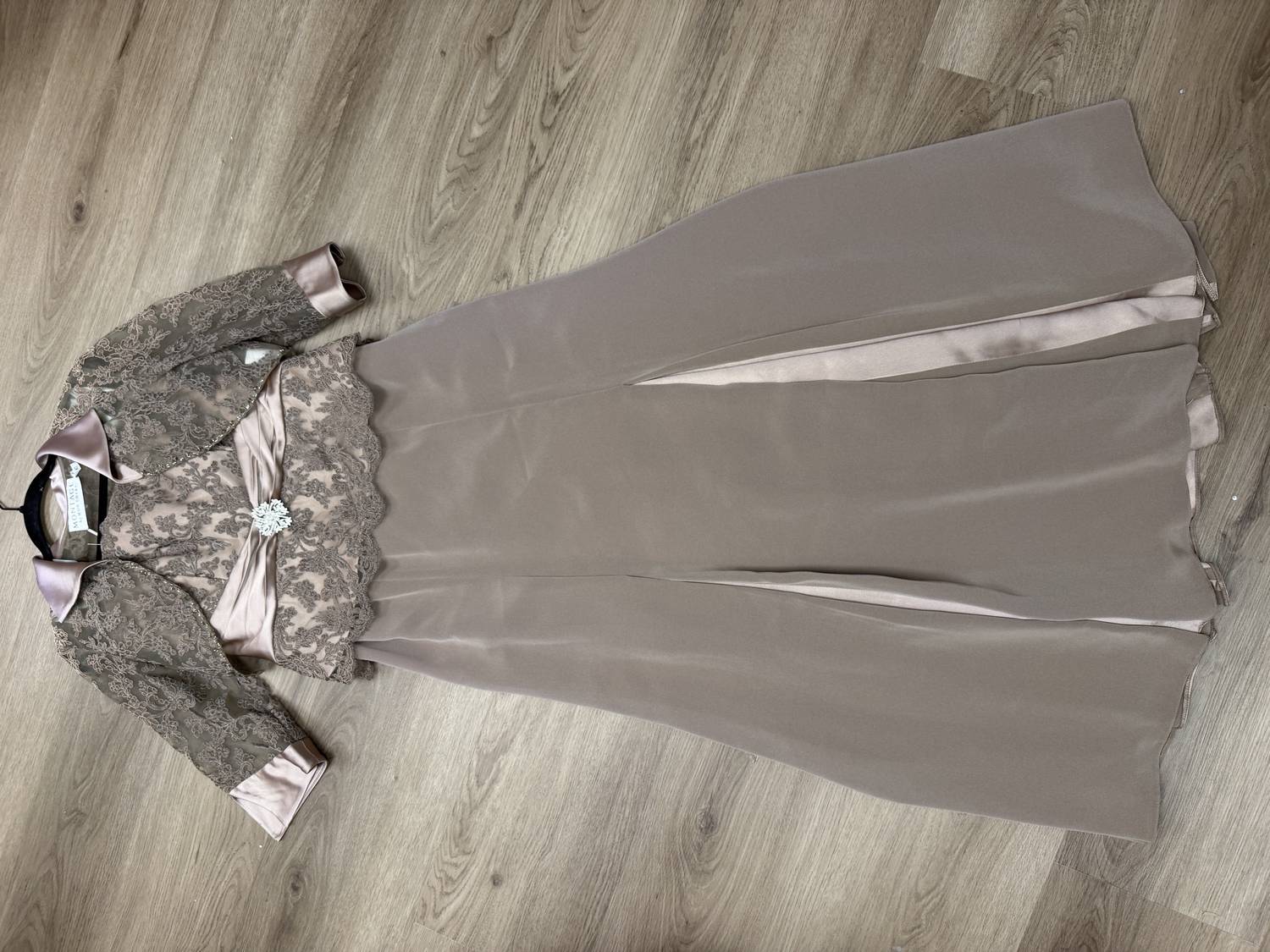 Montage By Mon Cheri - Women's Silky Crepe Suit and Mock Strapless A-line Dress Set