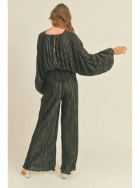 Miou Muse - Wrinkle Detail V Neck Blouse