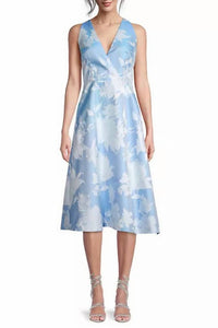 Aidan Mattox - Sleeveless Floral Bodice Jaquard Dress