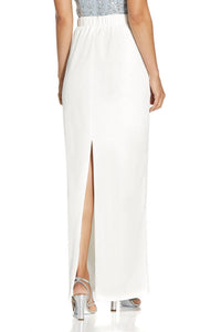 Adrianna Papell - Elastic Waist Slit Back Crepe Skirt