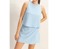 HYFVE Gingham Checkered Sleeveless Top And Skort Set in blue - women's sleepwear
