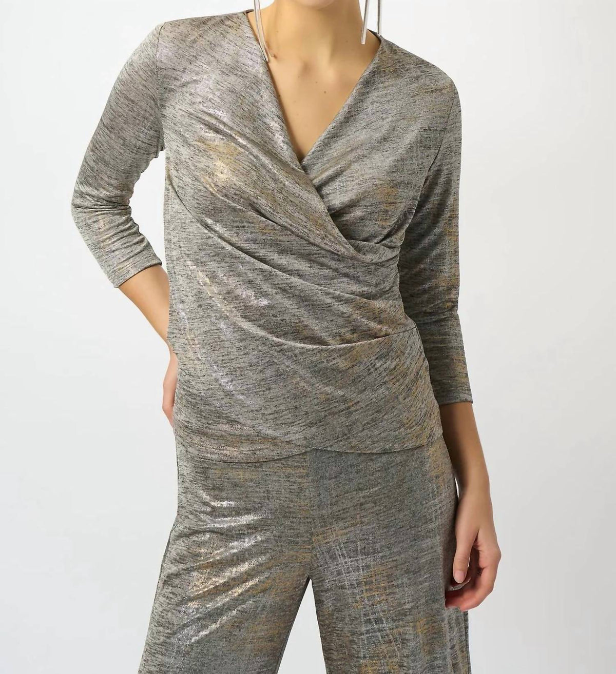 Joseph Ribkoff - Foiled Knit Wrap Top