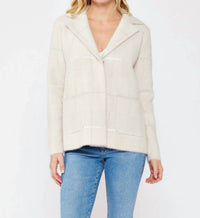 Lovestitch - Plaid Sweater Blazer With Hidden Snaps