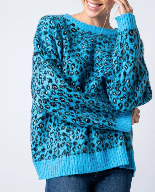 LEOPARD MOHAIR CREWNECK SWEATER