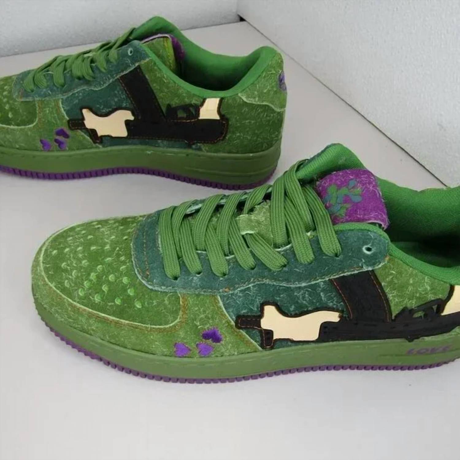 LoveKills Men's Purgers Fashion Skate Suede Sneakers in green purple - men's sneaker - view 4