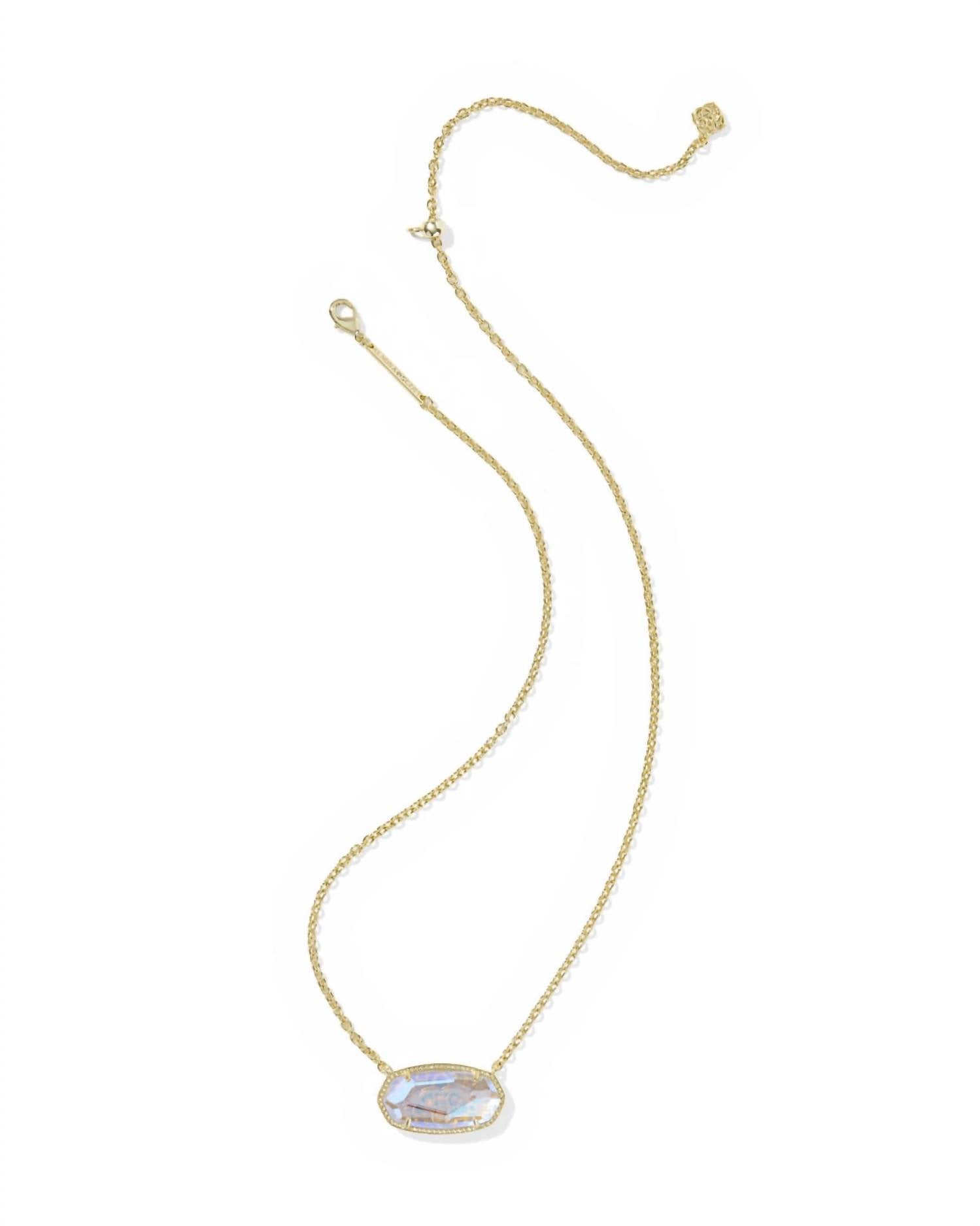 Kendra Scott Women's Elisa Statement Short Pendant Necklace in gold dichroic glass - women's jewelry - detail view