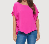 Last Tango - Flowy Batwing Top With Overlay