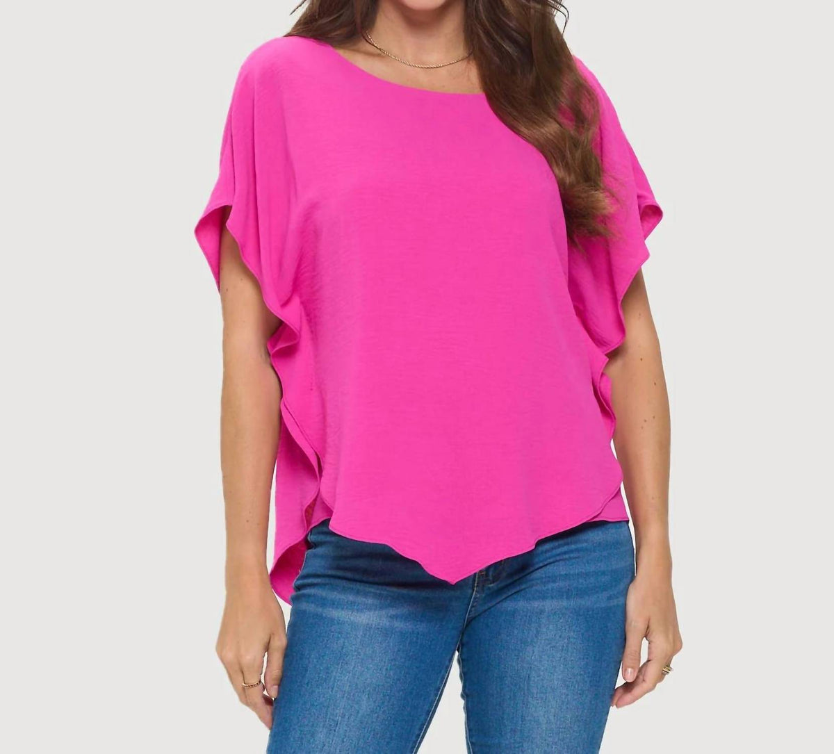 Last Tango - Flowy Batwing Top With Overlay