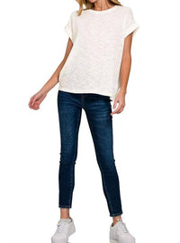 Zenana - Slub Rolled Sleeve Tee