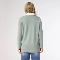 Coco + Carmen - Heavenly Luxe Crew Neck Sweater With Woven Collar