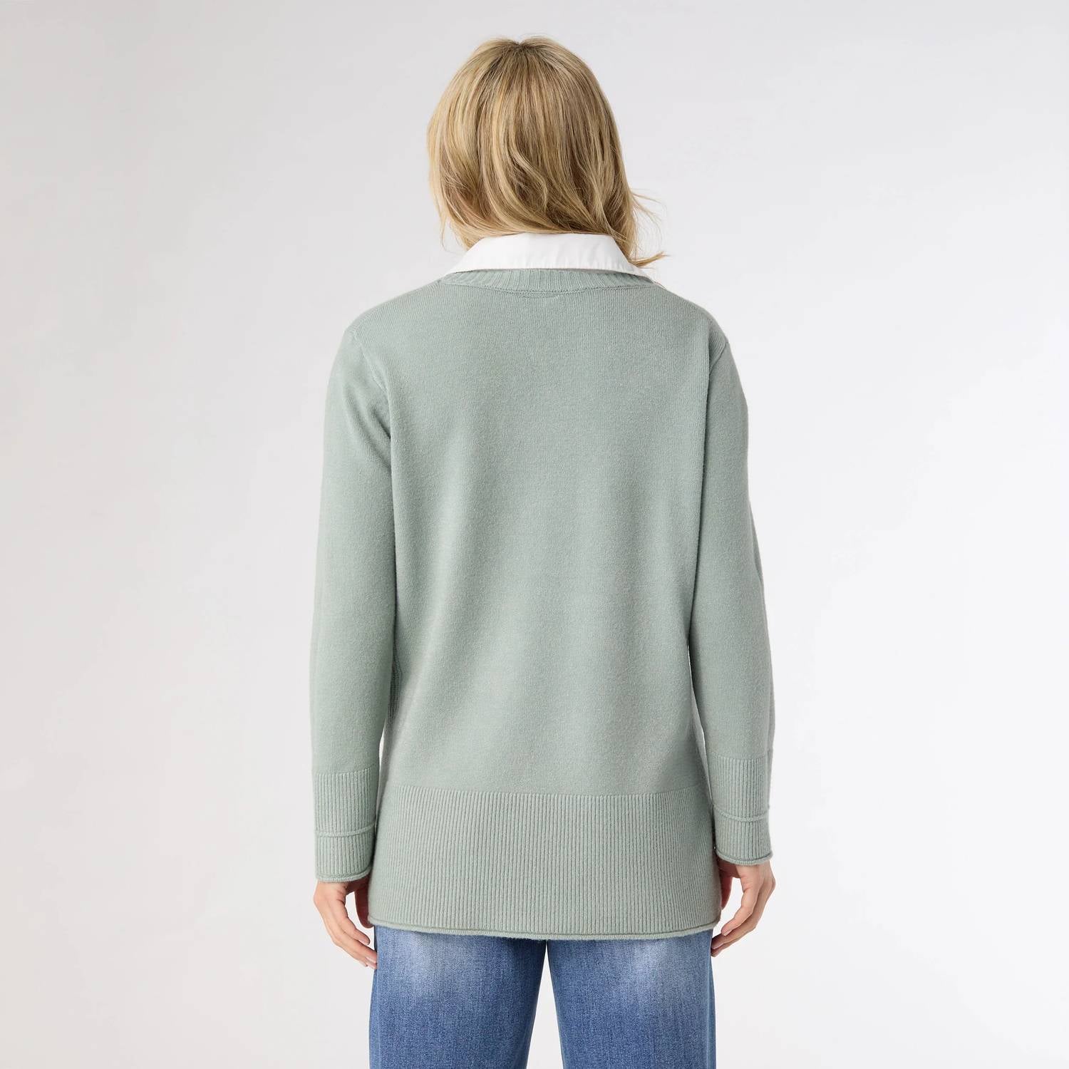 Coco + Carmen - Heavenly Luxe Crew Neck Sweater With Woven Collar